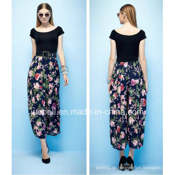 Lasted Design Hohe Taille Chiffon Druck Hosen